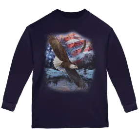 4th Of July American Flag Bald Eagle Youth Long Sleeve T Shirt