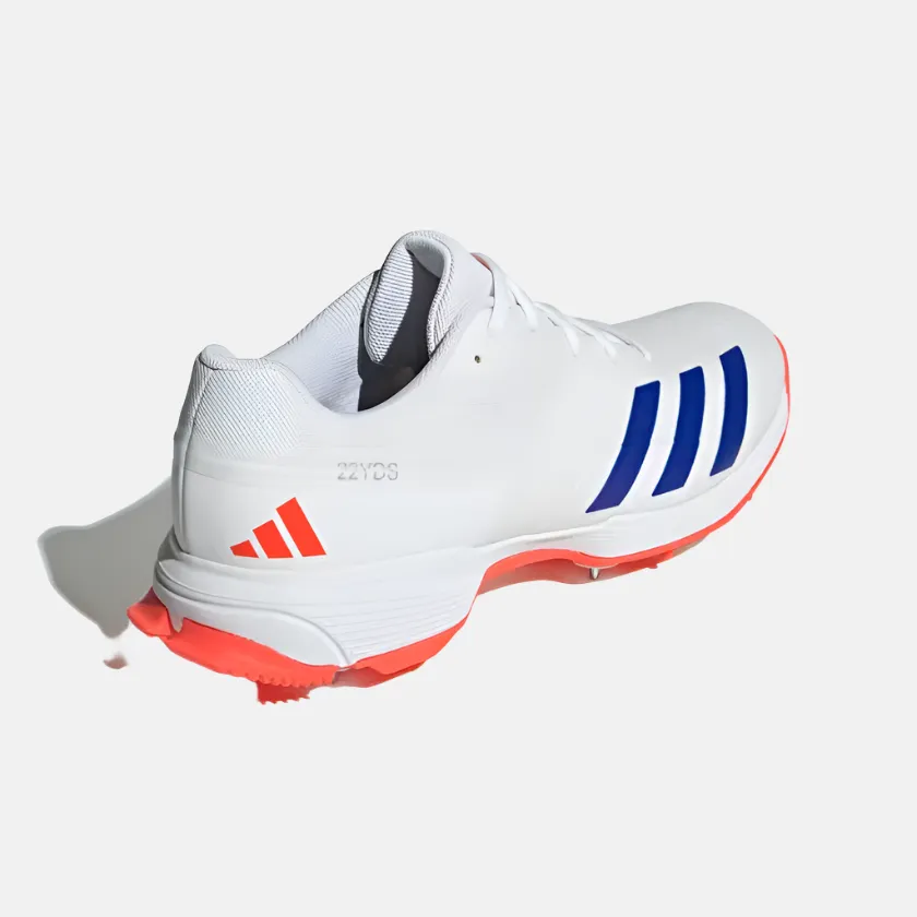 Adidas 22yds Men's Cricket Shoes -Cloud White/Lucid Blue/Solar Red