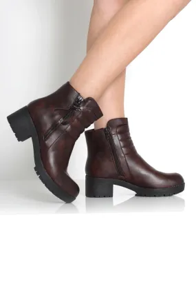 Alisha Brown Zip Biker Ankle Boots