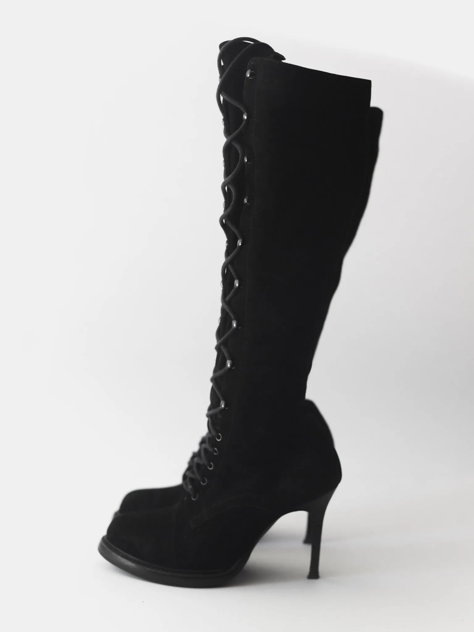 Ann Demeulemeester Suede Knee High Heel Boots