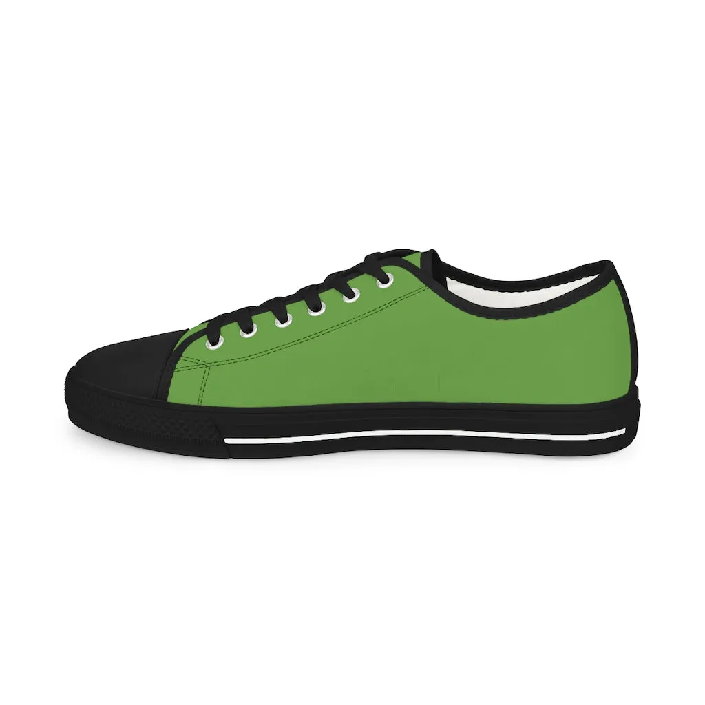 Apple Green Color Men's Sneakers, Best Solid Green Color Men's Low Top Sneakers Tennis Canvas Shoes (US Size: 5-14)