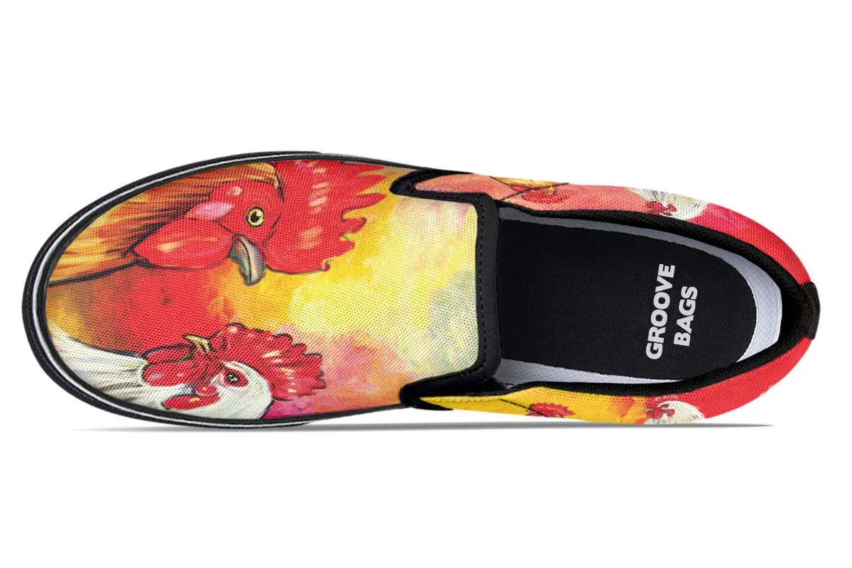 Artistic Rooster Slip-On Shoes