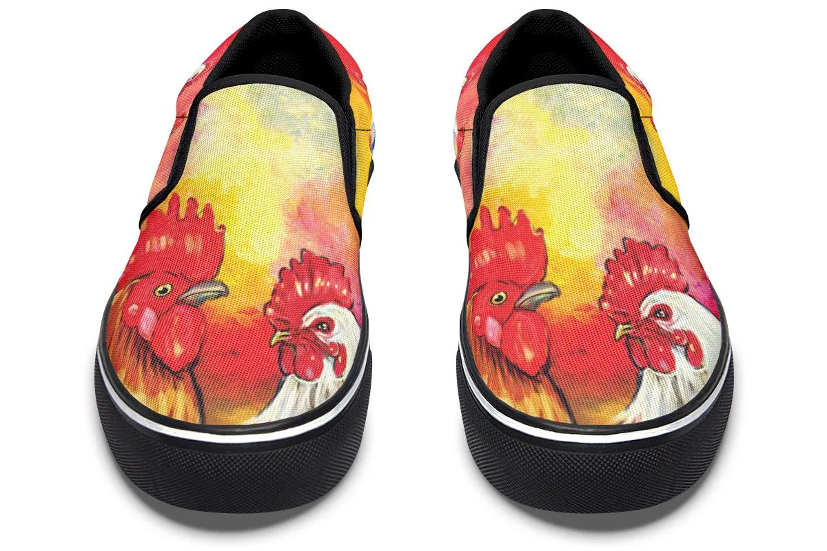 Artistic Rooster Slip-On Shoes