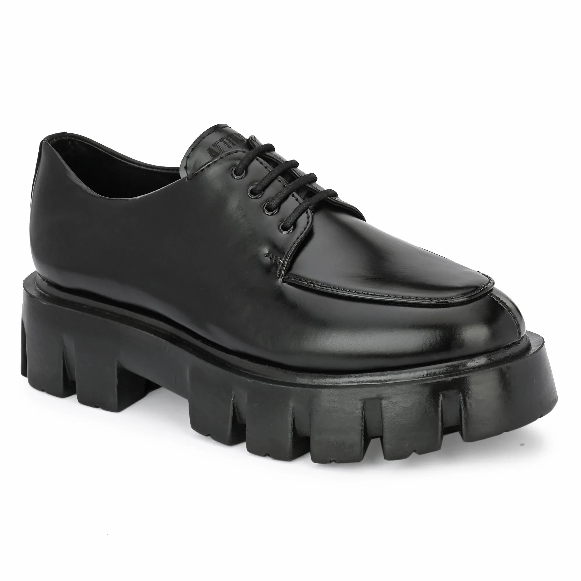 Attitudist Unisex Matte Black High Heel Formal Derby Shoes