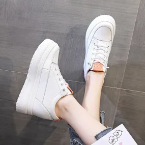 Autumn Women's Genuine Leather Height Increased 8.5cm Wedge Sneakers