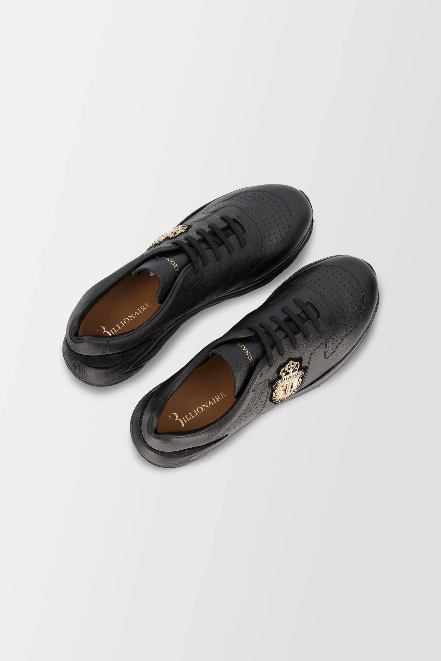 Billionaire Gold Crest Black Sneakers