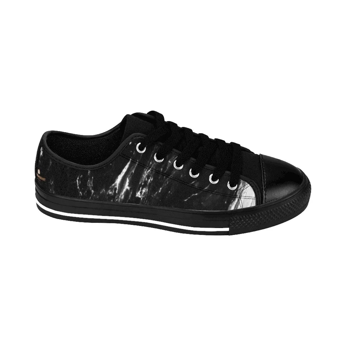 Black Marble Print Men's Sneakers, Modern Low Top Fashion Tennis Best Running Shoes