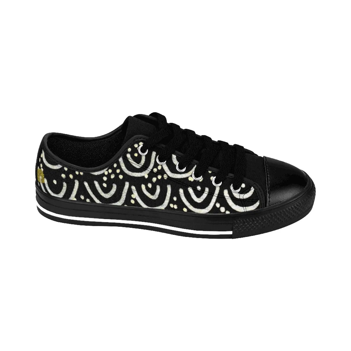 Black Mermaid Men's Sneakers, Mermaid Scale Print Men's Low Top Tennis Running Shoes