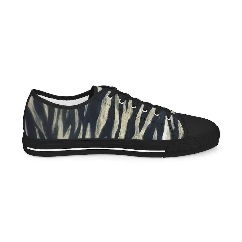 Black Tiger Men's Tennis Shoes, Animal Print Tiger Stripes Best Designer Men's Low Top Sneakers