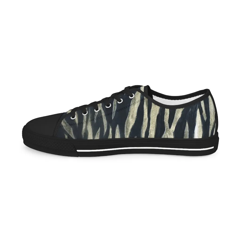 Black Tiger Men's Tennis Shoes, Animal Print Tiger Stripes Best Designer Men's Low Top Sneakers