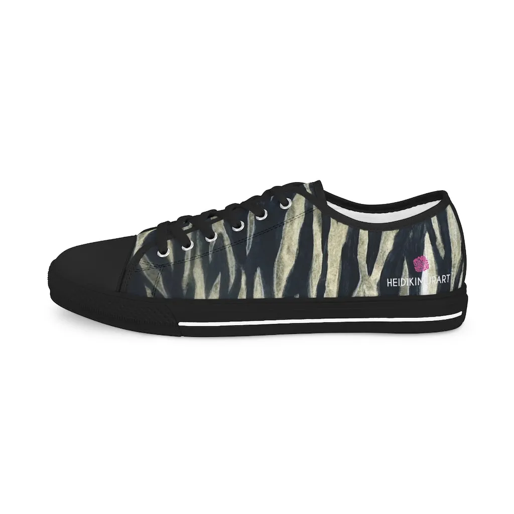 Black Tiger Men's Tennis Shoes, Animal Print Tiger Stripes Best Designer Men's Low Top Sneakers