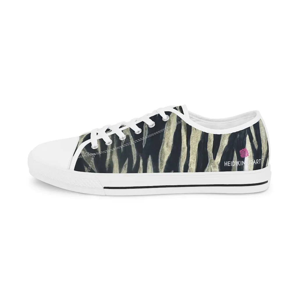 Black Tiger Men's Tennis Shoes, Animal Print Tiger Stripes Best Designer Men's Low Top Sneakers