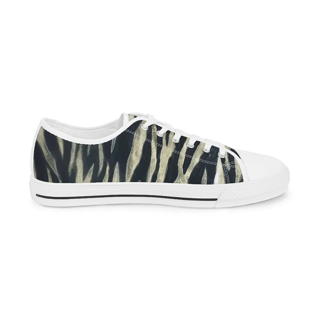 Black Tiger Men's Tennis Shoes, Animal Print Tiger Stripes Best Designer Men's Low Top Sneakers