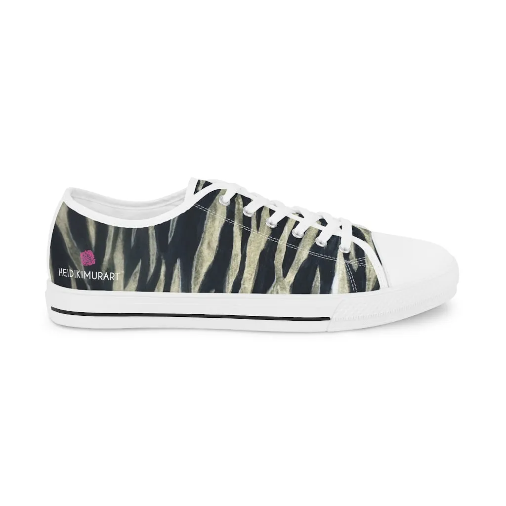 Black Tiger Men's Tennis Shoes, Animal Print Tiger Stripes Best Designer Men's Low Top Sneakers