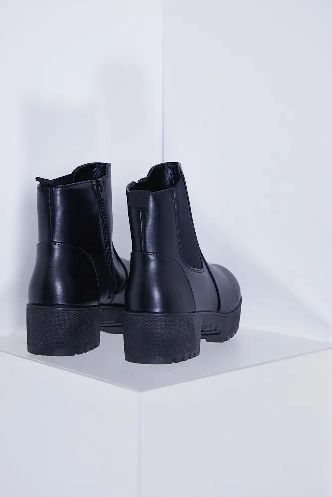 Black Zip Up Chelsea Boots