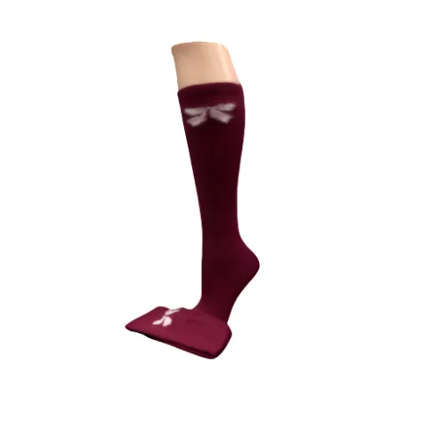 Bow Pattern Hi-Bulk Acrylic Knee-Hi Women's Socks