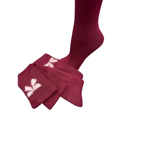 Bow Pattern Hi-Bulk Acrylic Knee-Hi Women's Socks