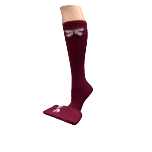 Bow Pattern Hi-Bulk Acrylic Knee-Hi Women's Socks