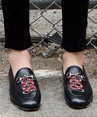 'Brixton' Snake Loafers in Black