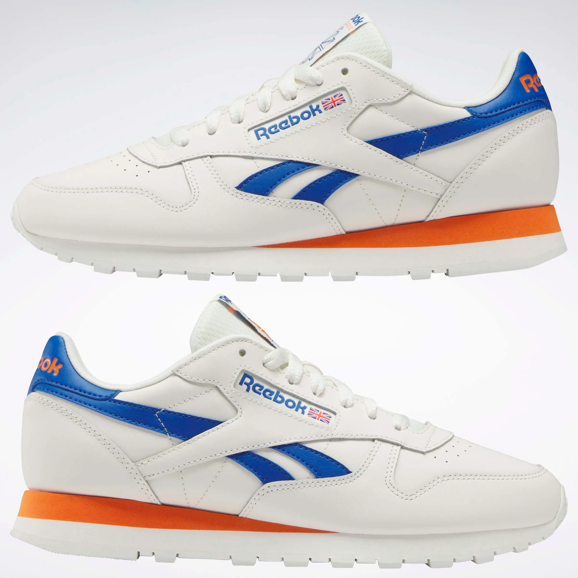 Classic Leather Shoes Chalk/Vector Blue/Smash Orange