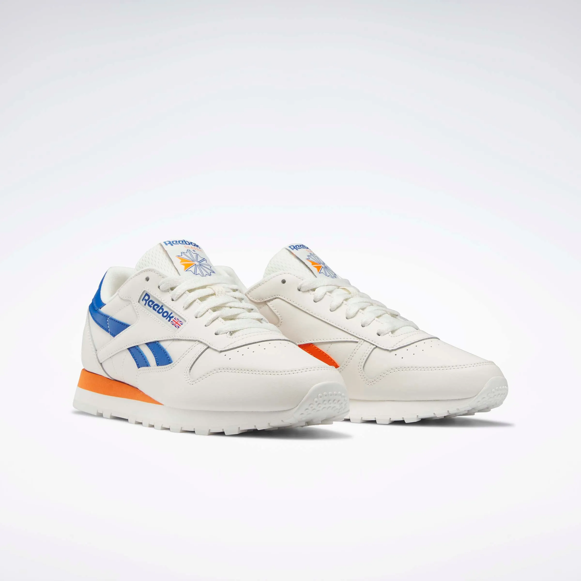 Classic Leather Shoes Chalk/Vector Blue/Smash Orange