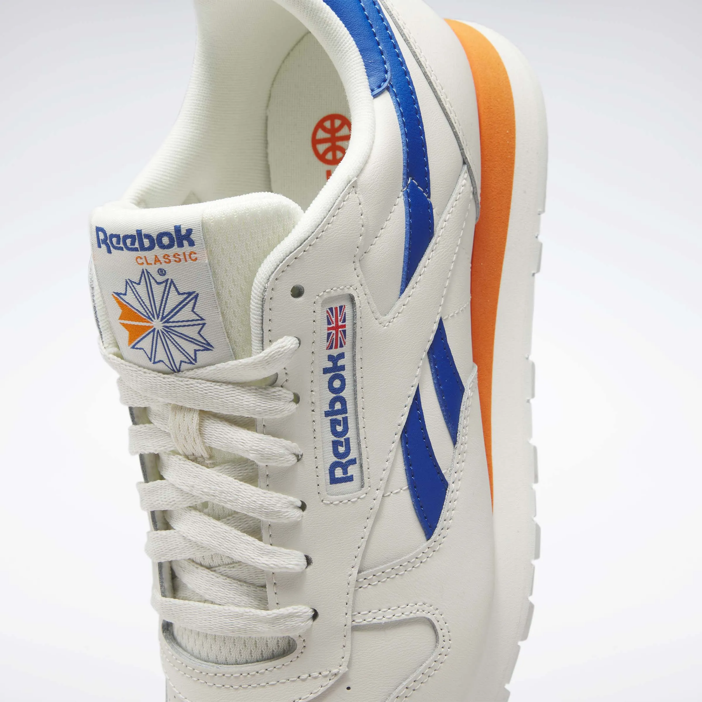 Classic Leather Shoes Chalk/Vector Blue/Smash Orange