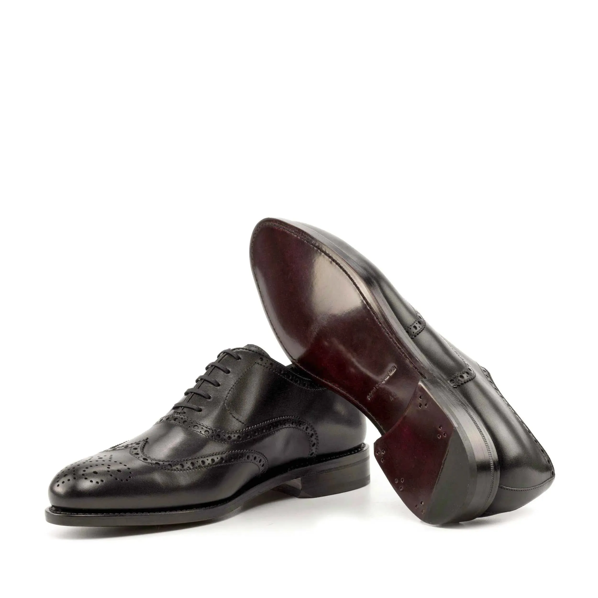 DapperFam Aeron in Black Men's Italian Leather Full Brogue