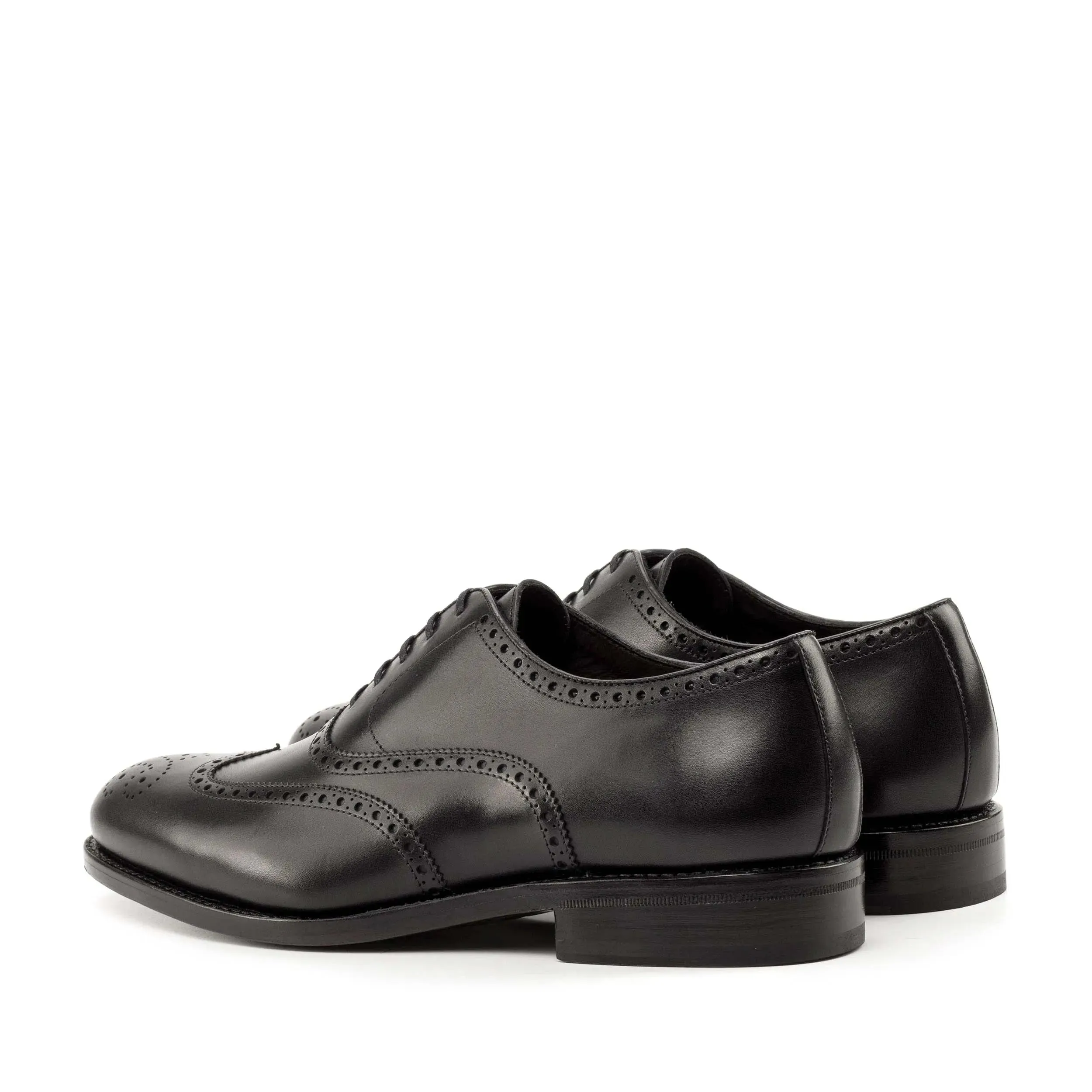 DapperFam Aeron in Black Men's Italian Leather Full Brogue