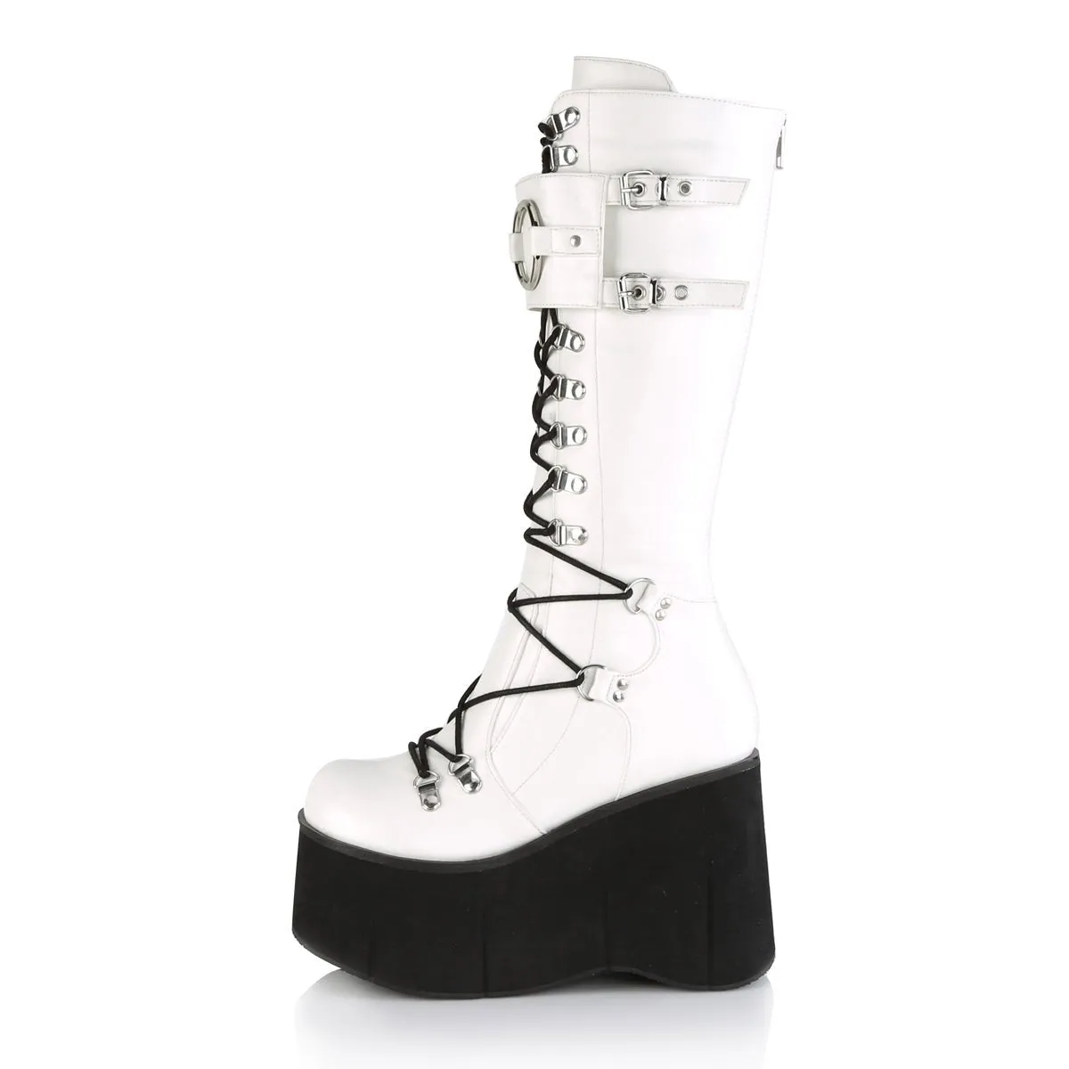 Demonia KERA-200 | White Vegan Leather Knee High Boots