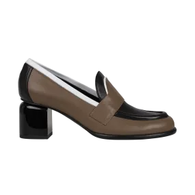 Easton Mixed Leather Heeled Loafers