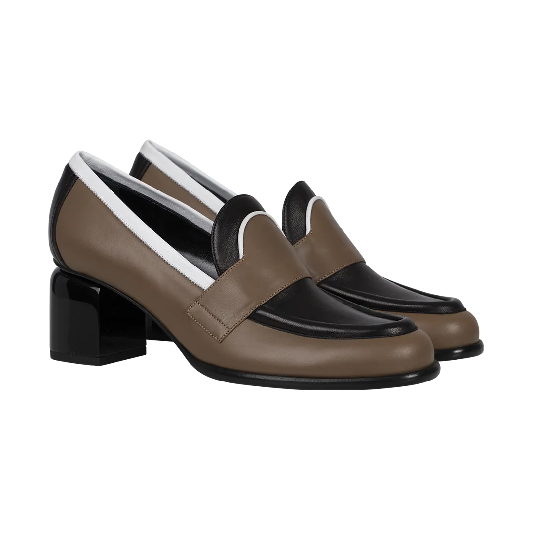 Easton Mixed Leather Heeled Loafers