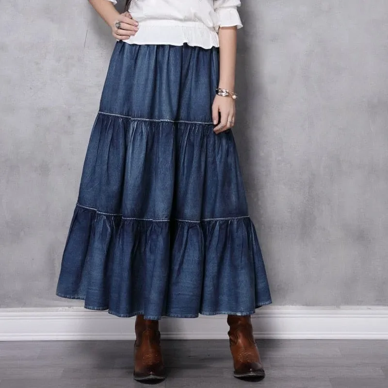 Erika Peasant Skirt, Denim