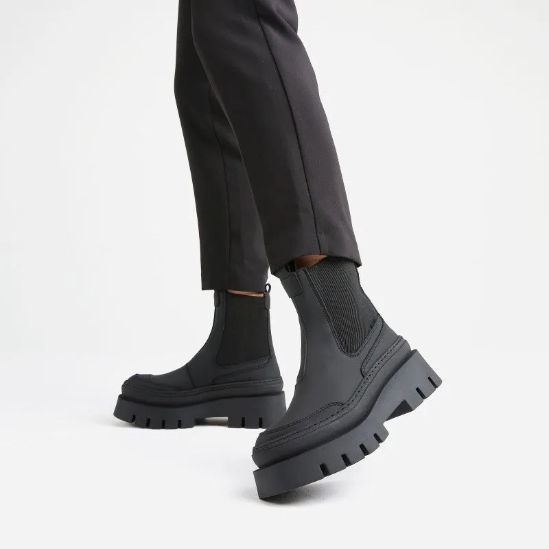 Evi Ann Black Biker Chelsea Boots