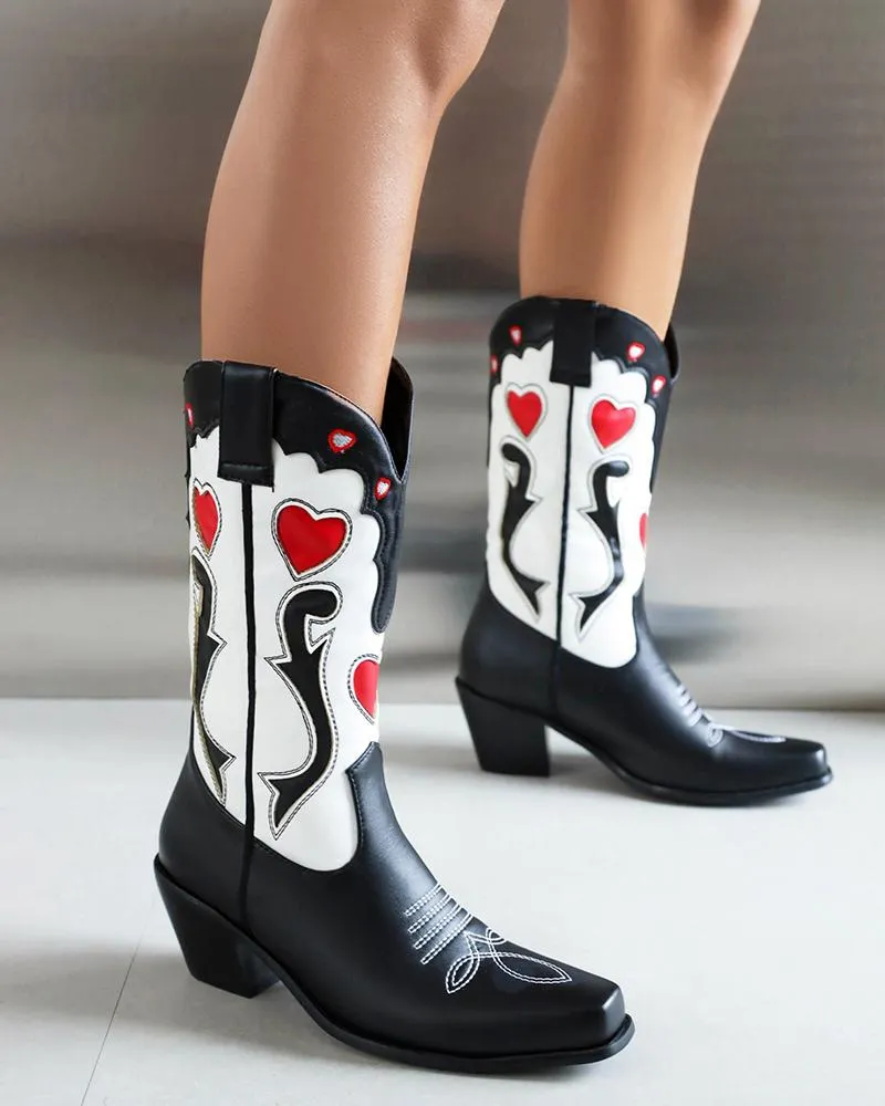 Floral Embroidery Ankle Boots