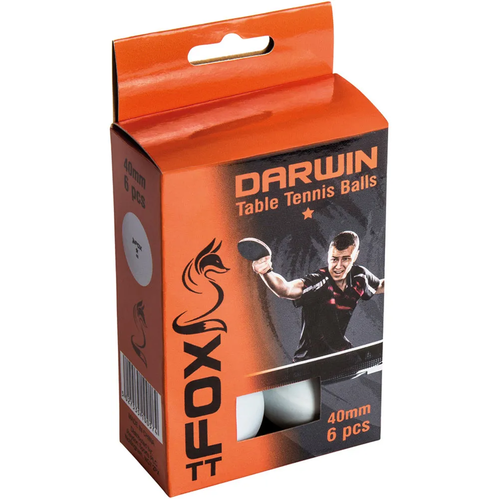 Fox TT Darwin 1 Star Table Tennis Balls | 6-Pack