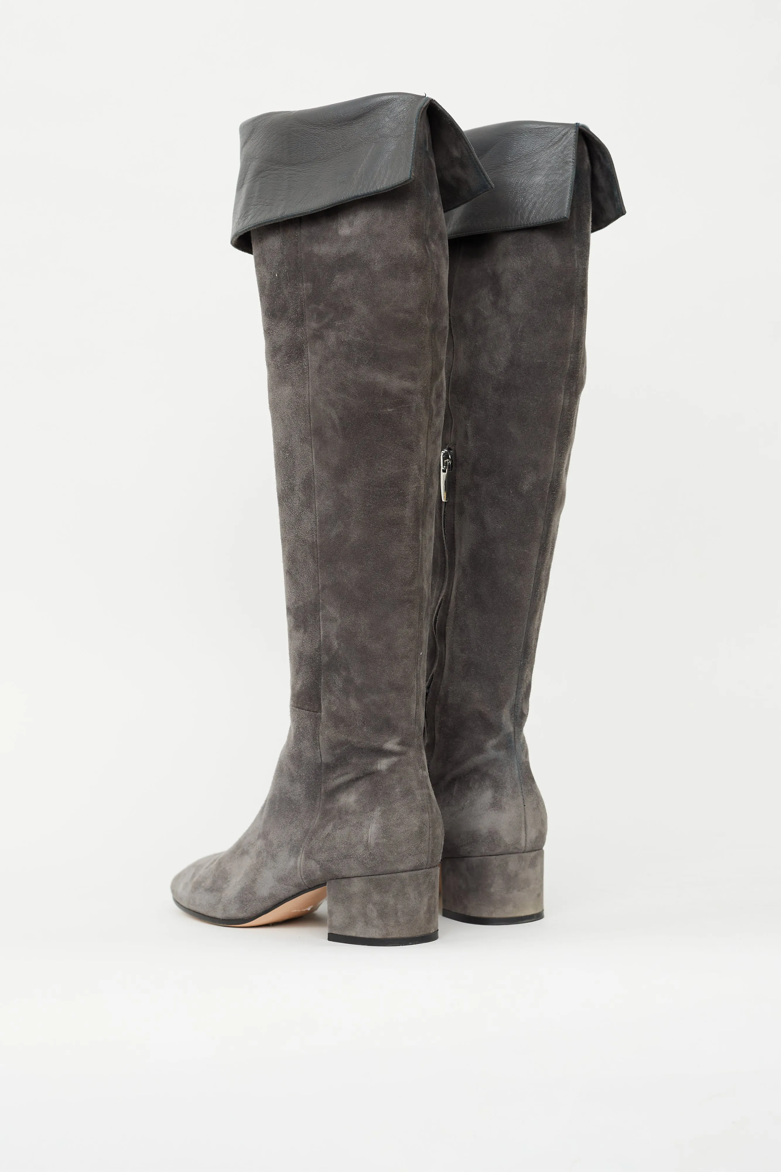 Grey Suede 45 Over The Knee Boot