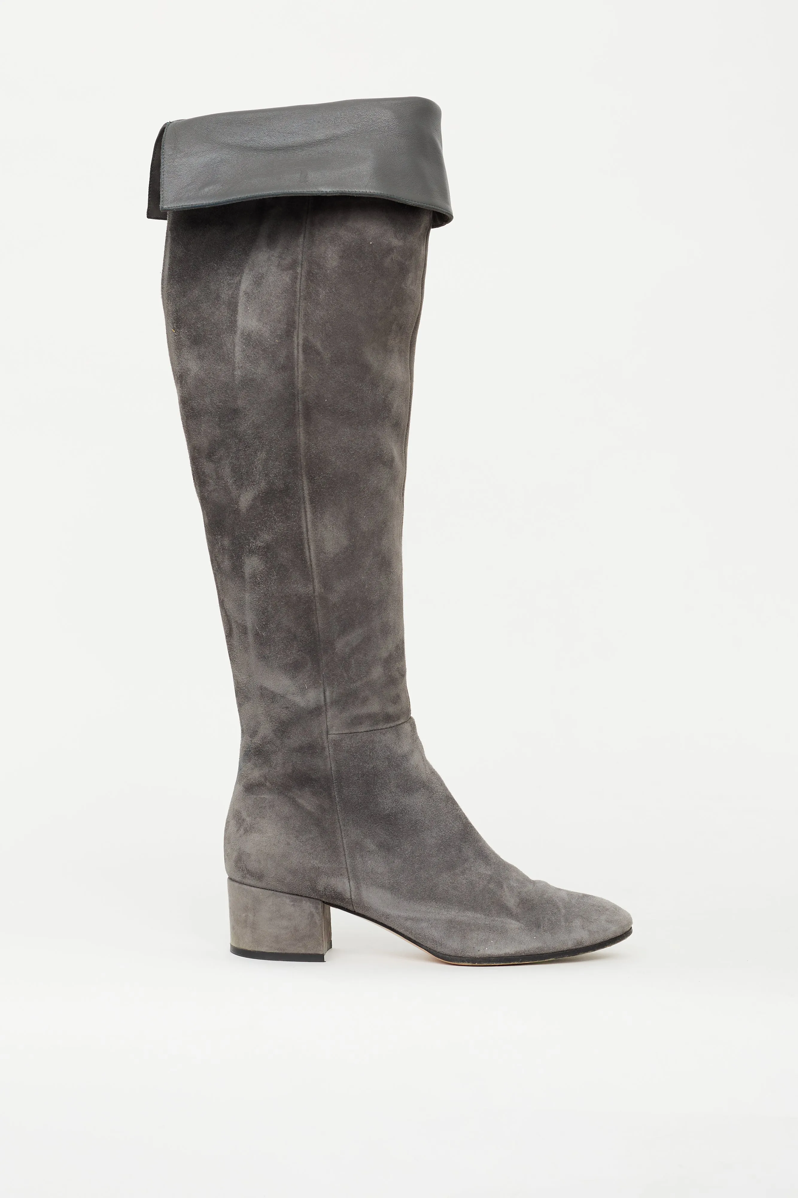 Grey Suede 45 Over The Knee Boot