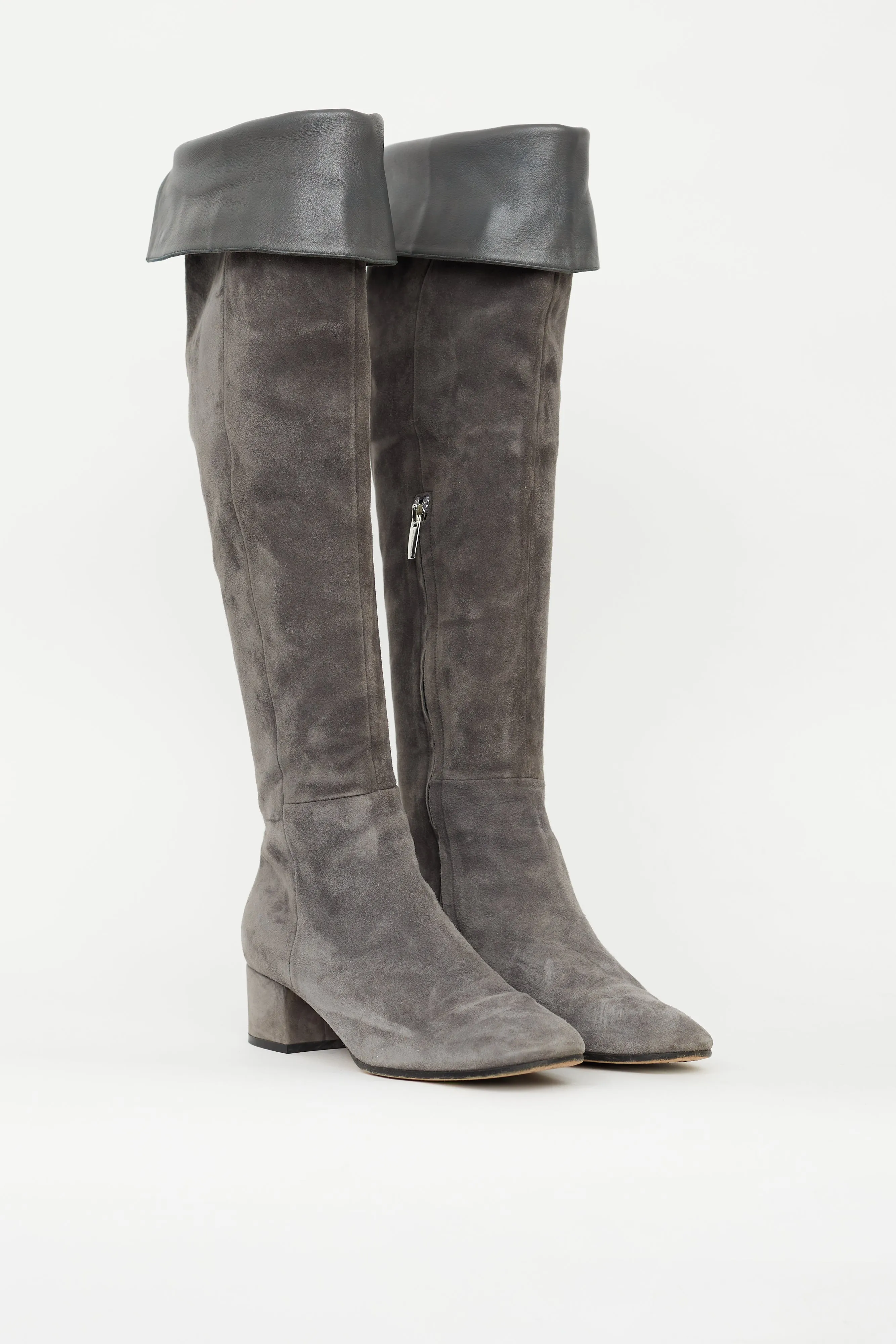 Grey Suede 45 Over The Knee Boot