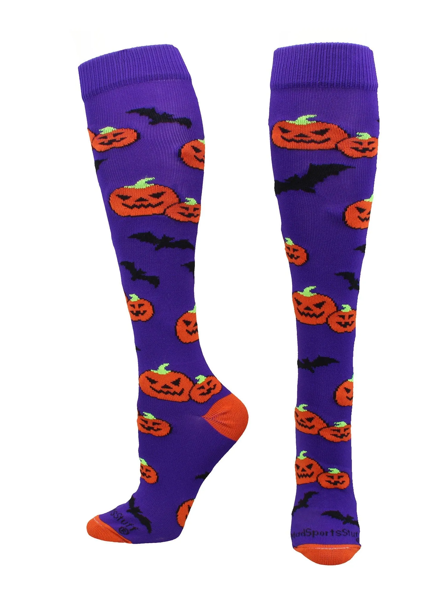 Halloween Socks Pumpkins and Bats Over the Calf