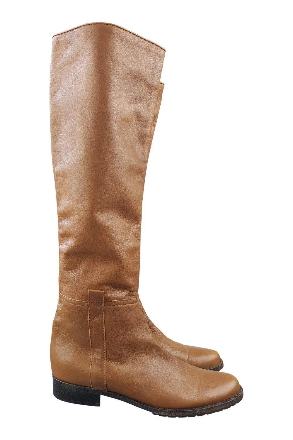 JACQUES LOUP Tan Leather Pull On Boots (38.5)