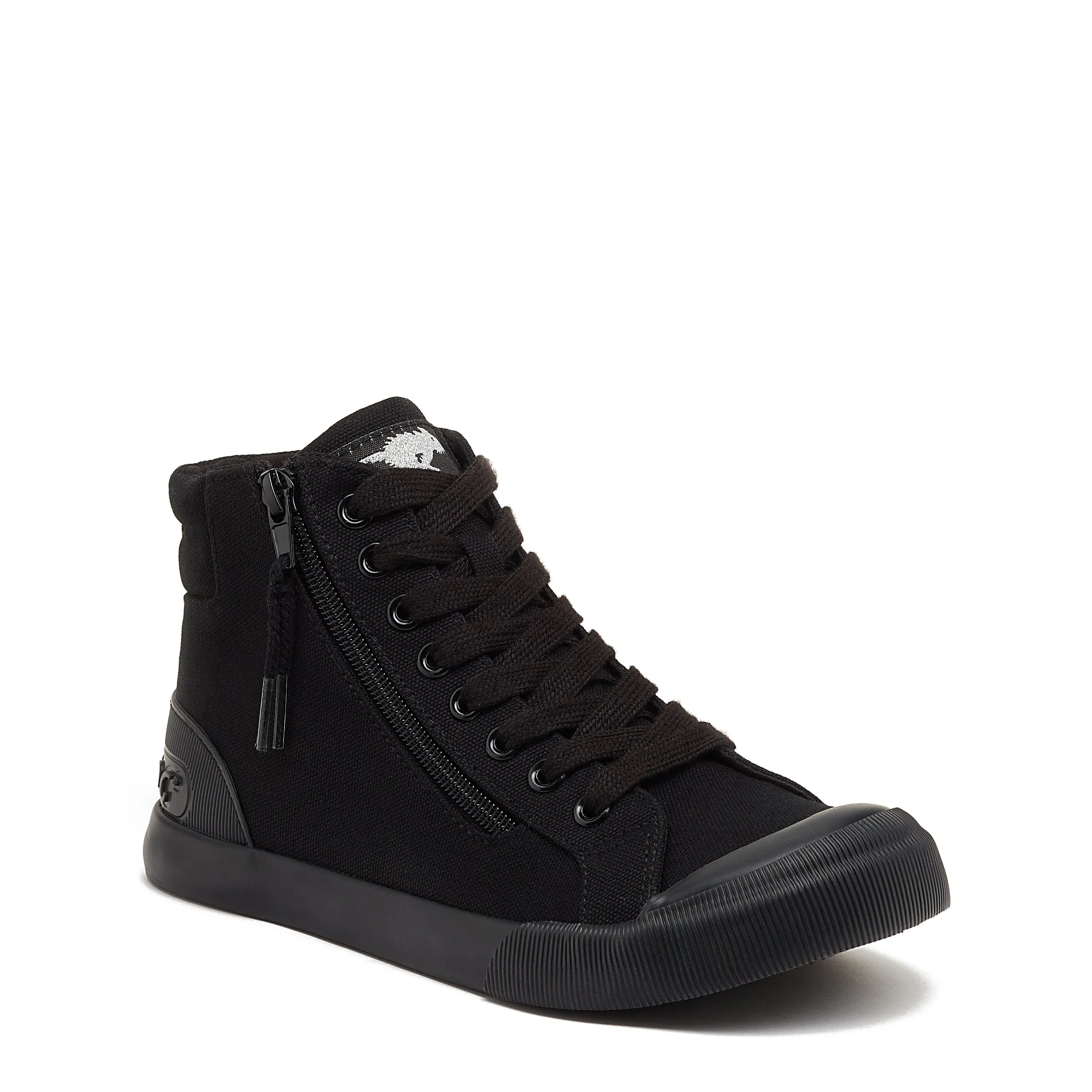 Jazzin High All Black Canvas High-Top Trainers