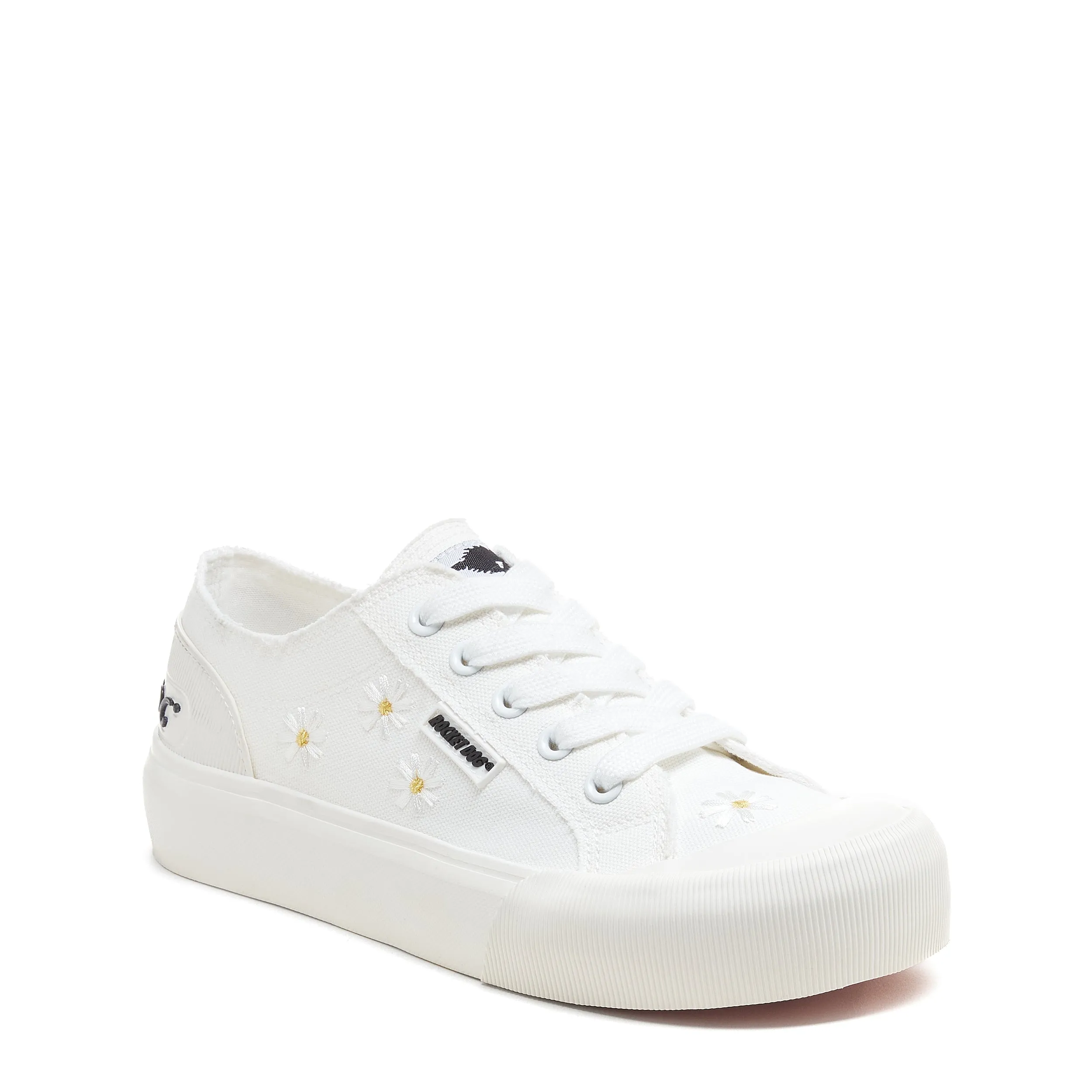 Jazzin Plus White Embroidery Platform Trainers