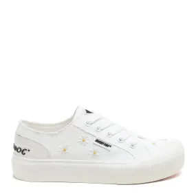 Jazzin Plus White Embroidery Platform Trainers