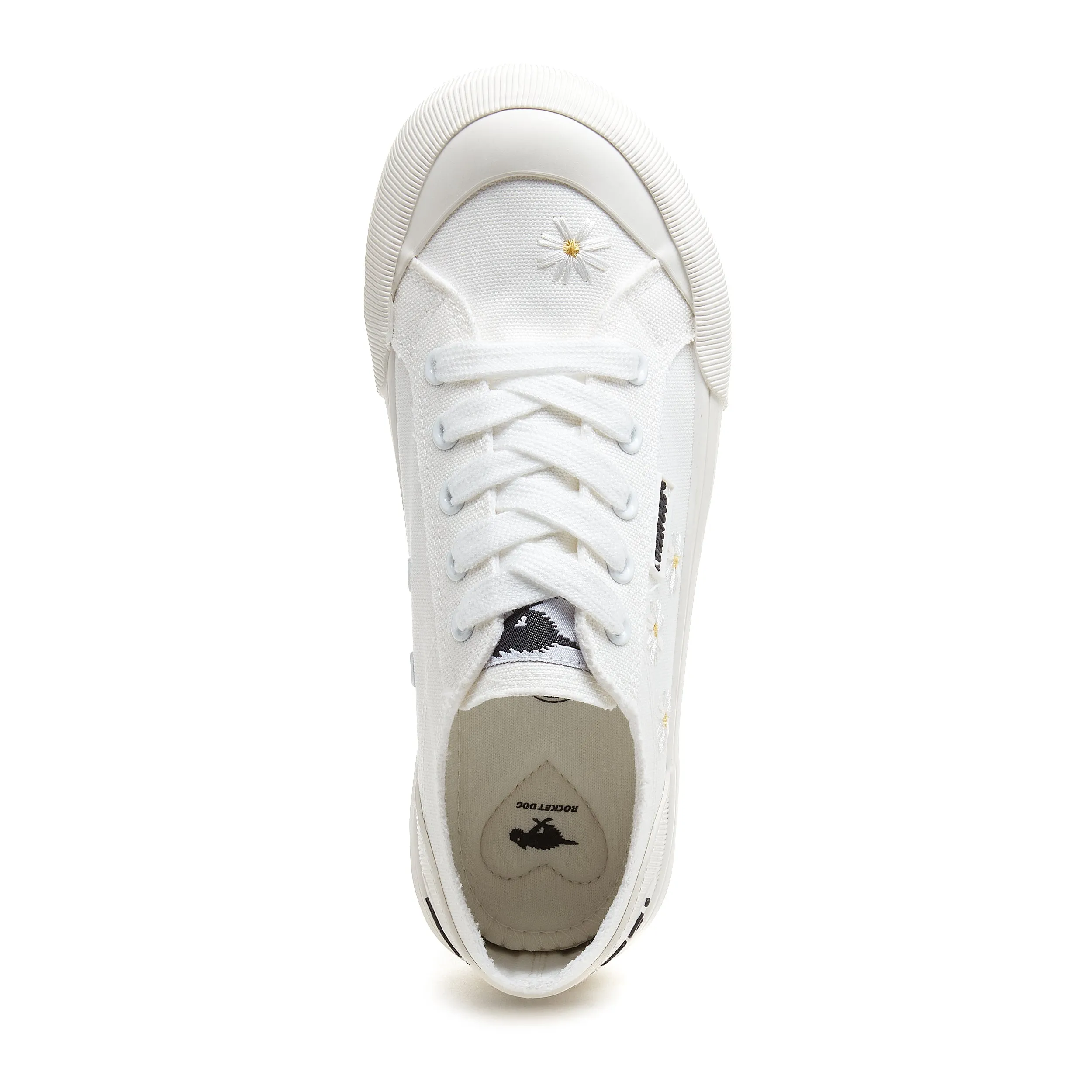 Jazzin Plus White Embroidery Platform Trainers