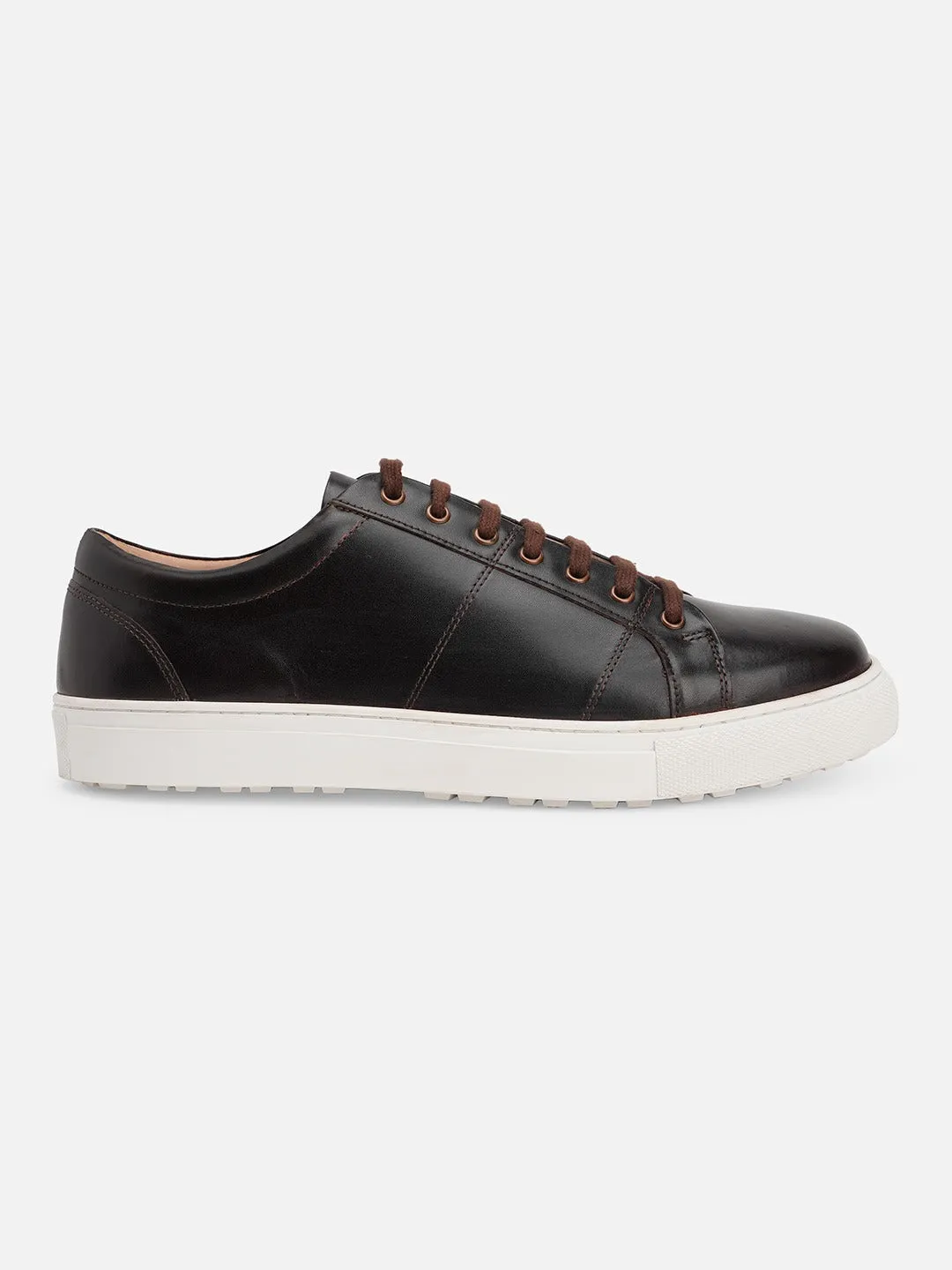 Lace-Up Lightweight Brown Leather Sneakers