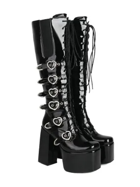 Love Buckle Knee High Boots