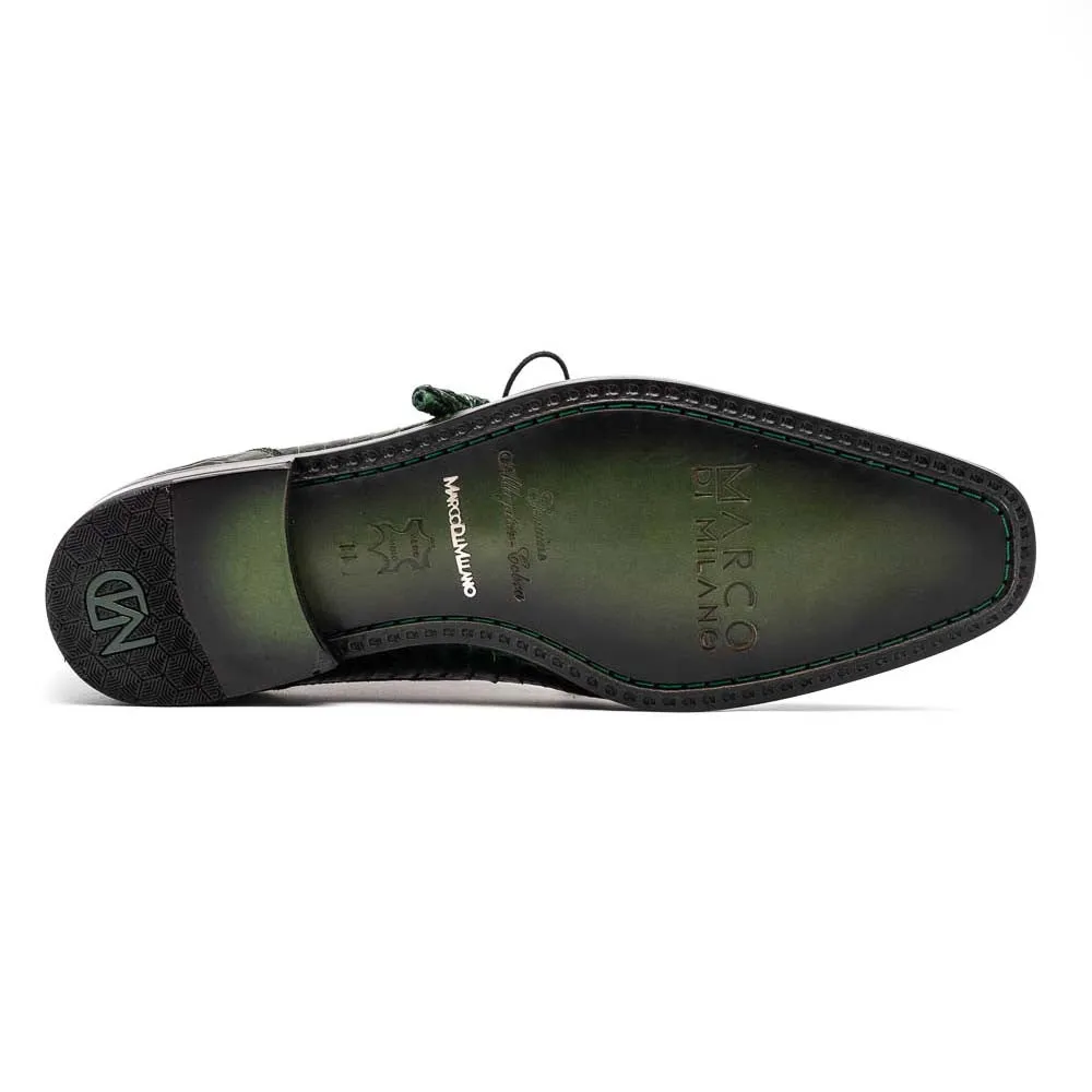 Marco Di Milano Moncalieri Dress Derby Green Alligator and Cobra Shoes