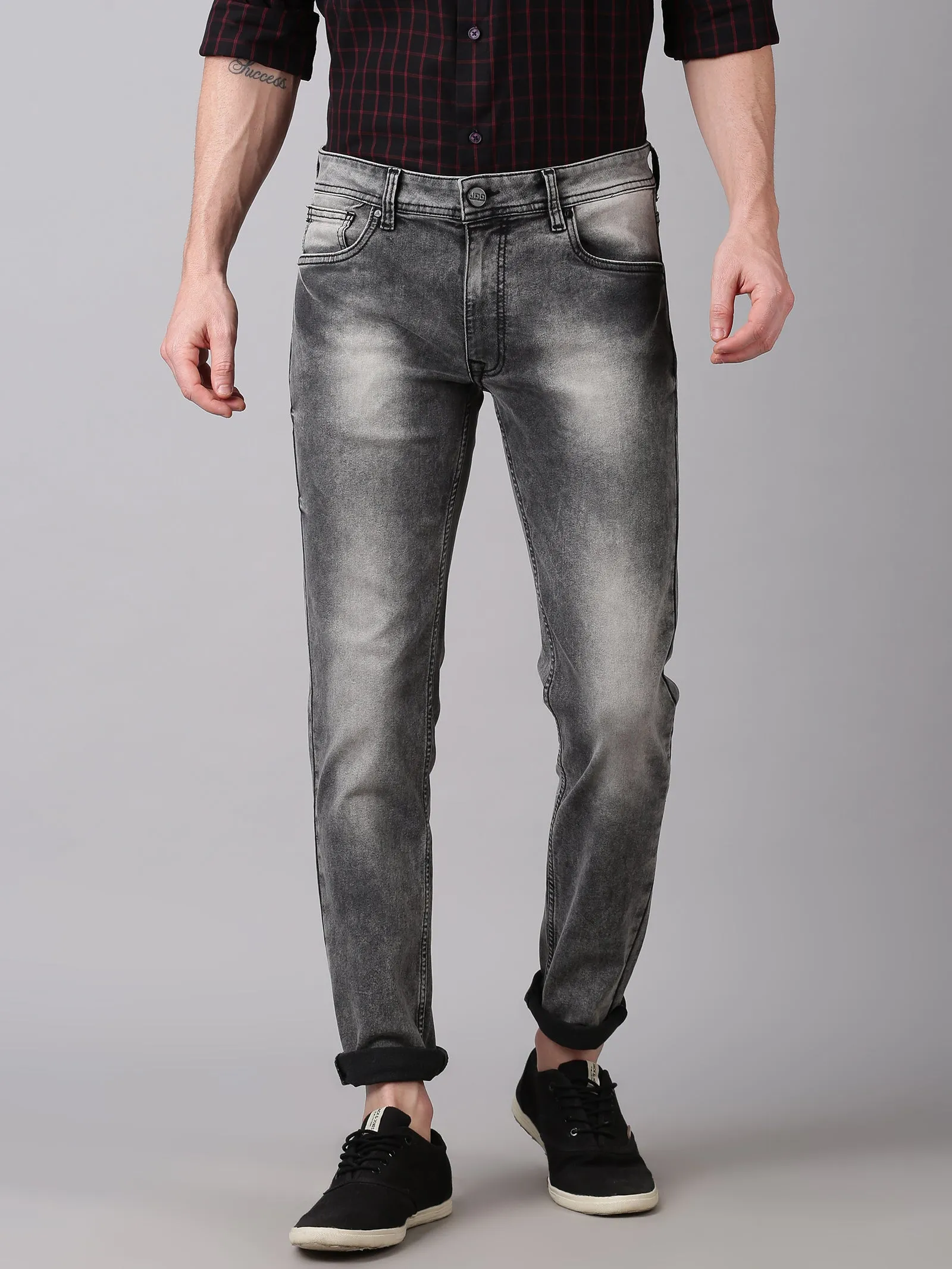 MEN'S CHARCOAL BLACK FADE WASH SLIM FIT JEANS