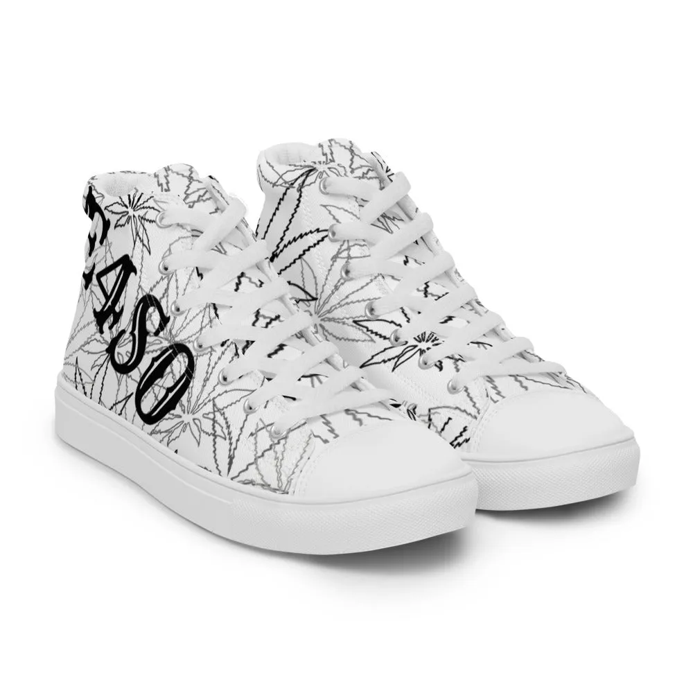 Men’s elite white leaf E4SO high top canvas shoes