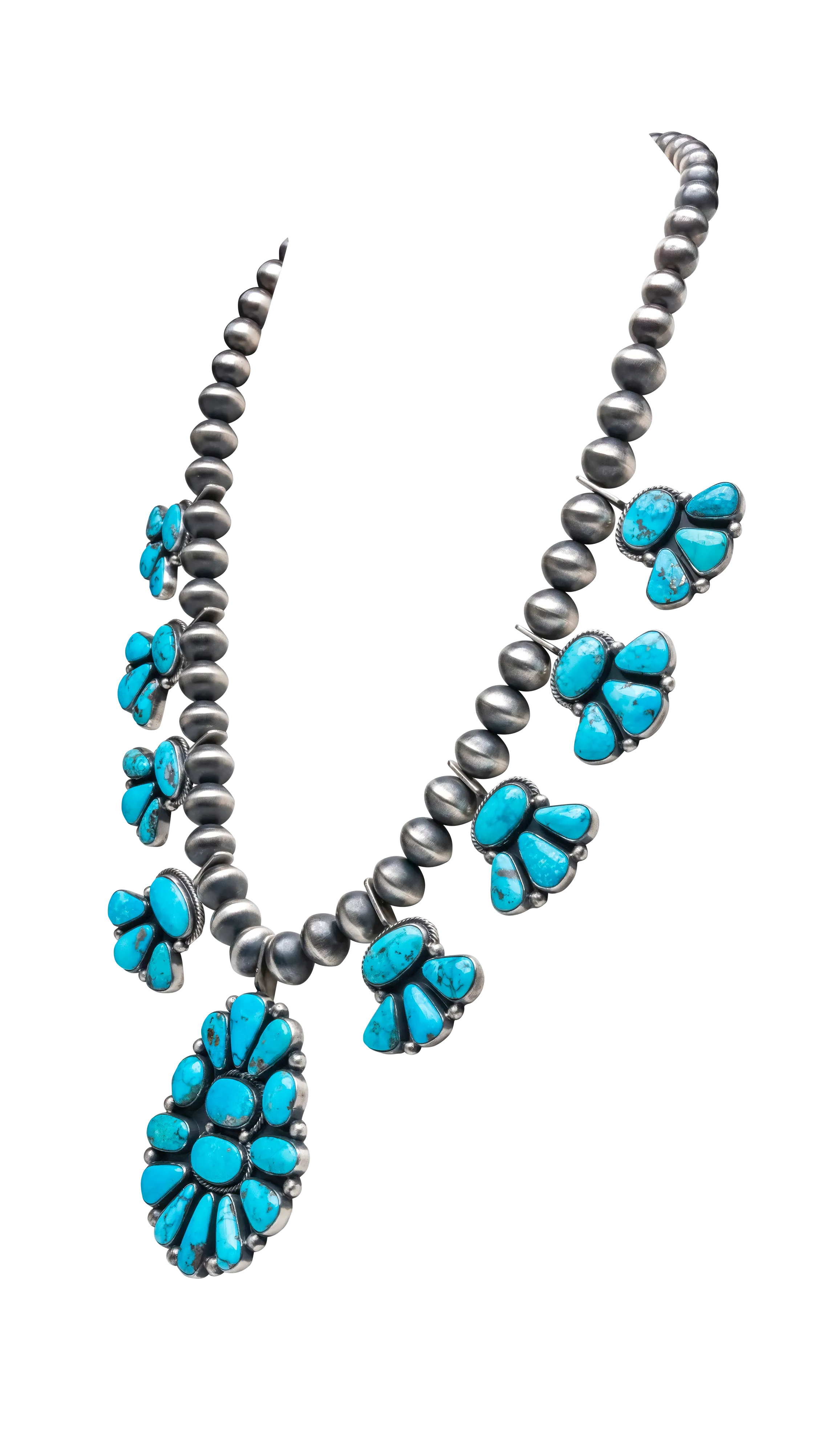 Natural Morenci Turquoise Squash Blossom & Earring Set | Andy Martin